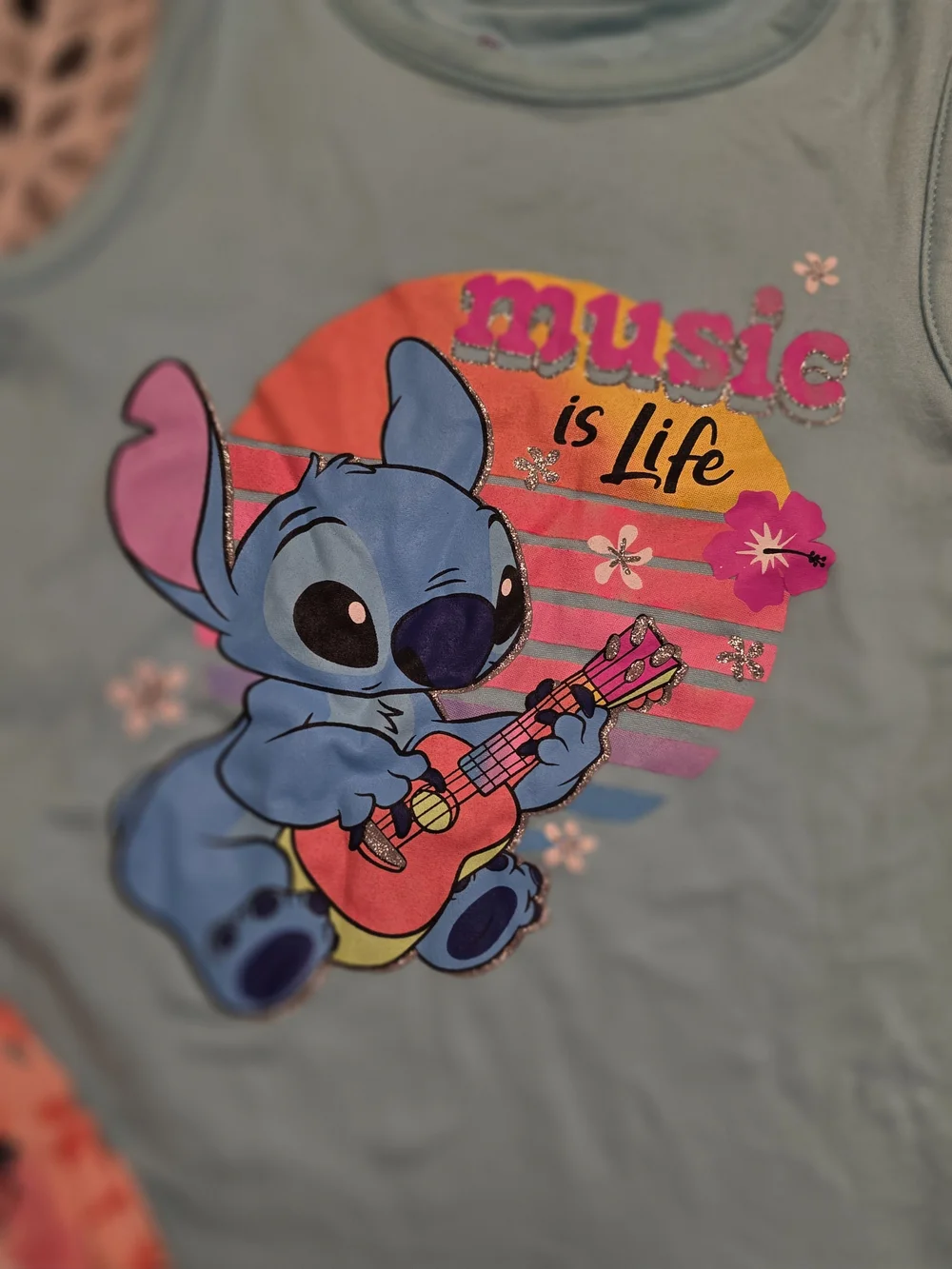 🌼Disney Girls' Stitch Tropical Print Peach & Light Blue Tank Dresses